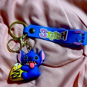 Stitch Blue Keychain with Strap